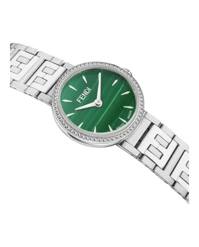 Fendi Diamond-embellished Watch With Green Malachite Dial