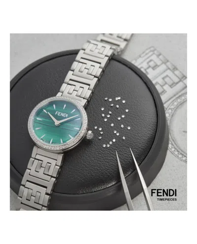 Fendi Diamond-embellished Watch With Green Malachite Dial