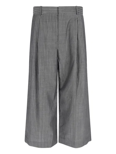 Hed Mayner Wide-leg Trousers In Virgin Wool And Mohair Blend In Gray