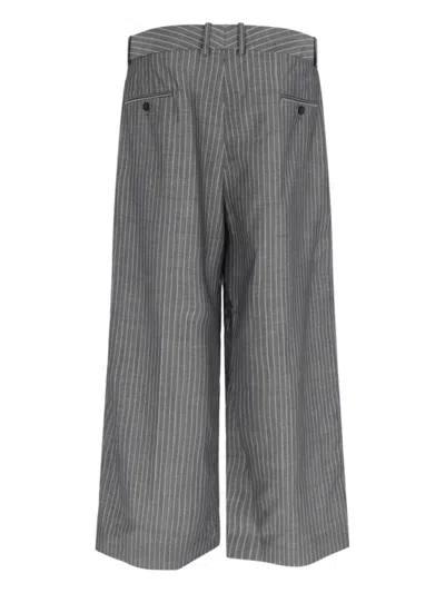 Hed Mayner Wide-leg Trousers In Virgin Wool And Mohair Blend In Gray