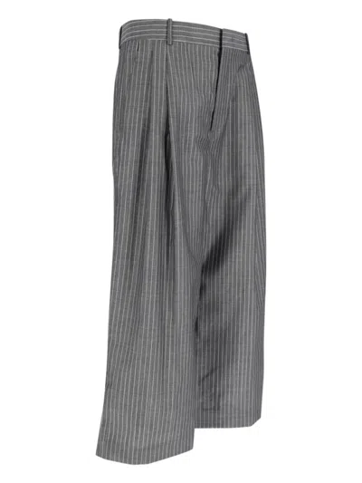 Hed Mayner Wide-leg Trousers In Virgin Wool And Mohair Blend In Gray