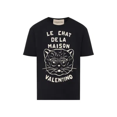 Valentino Garavani T-shirt With Le Chat De La Maison Print In Black