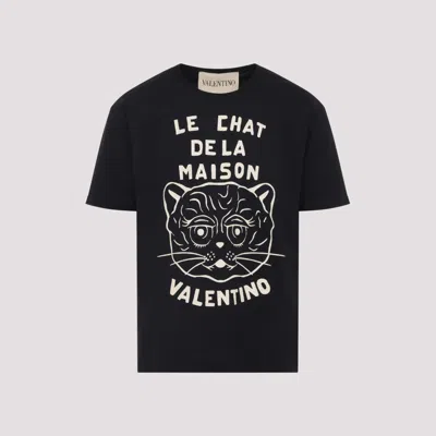 Valentino Garavani T-shirt With Le Chat De La Maison Print In Black