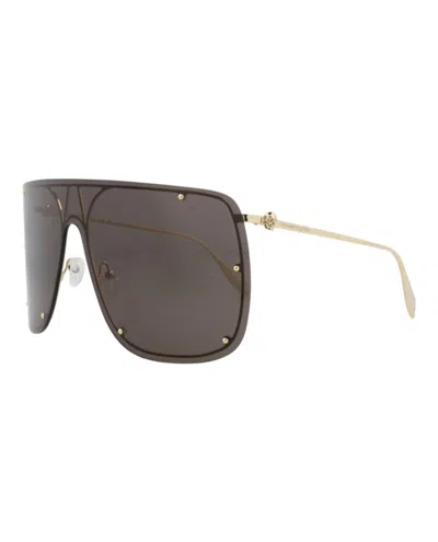 Alexander Mcqueen Shield-frame Metal Sunglasses With Luxurious Detailing