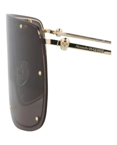 Alexander Mcqueen Shield-frame Metal Sunglasses With Luxurious Detailing