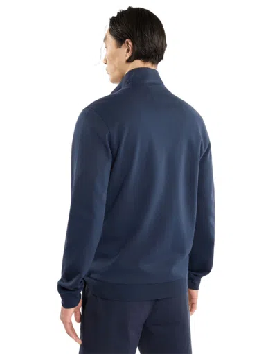 Fay Quilted Blue Sweatshirt With High Collar In Blue