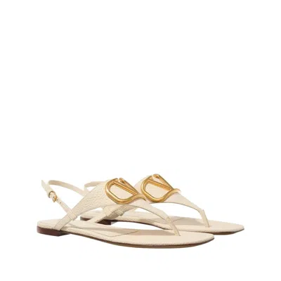 Valentino Garavani Vlogo Signature Sandals With Textured Leather Finish And Gold-tone Detail