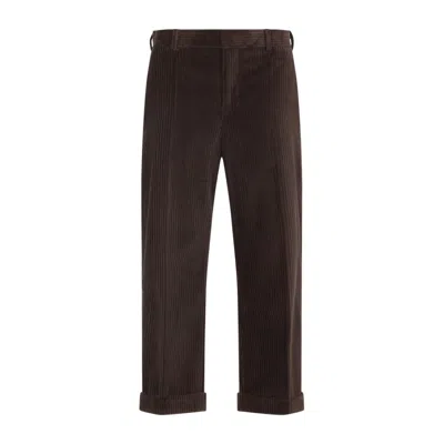 Moschino Straight-leg Trousers With Textured Corduroy Finish In Brown