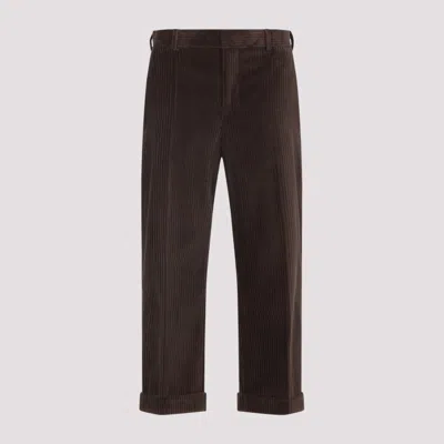 Moschino Straight-leg Trousers With Textured Corduroy Finish In Brown