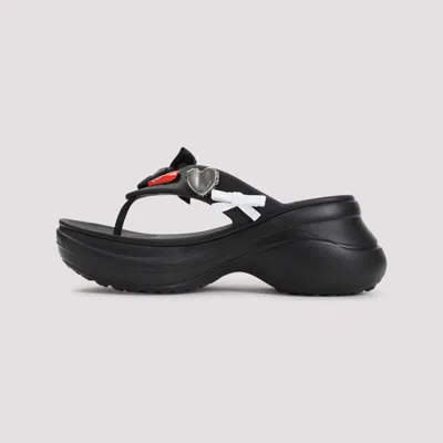 Balenciaga Rubber Sandals With Playful Heart Embellishments In Black
