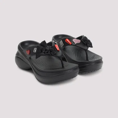 Balenciaga Rubber Sandals With Playful Heart Embellishments In Black