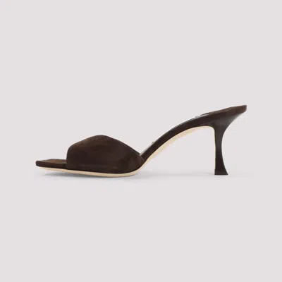 Jimmy Choo Brown Suede Slippers With 7cm Heel And Open Toe
