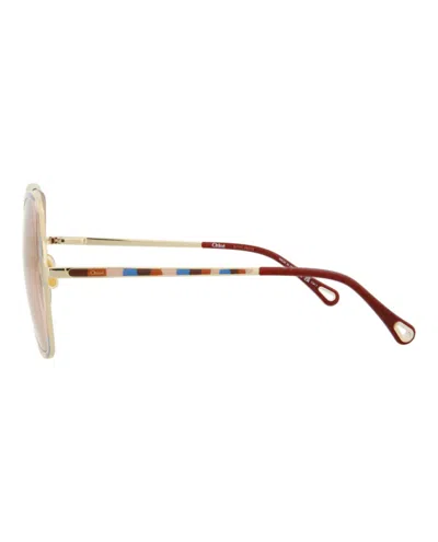 Chloé Square-frame Metal Sunglasses With Multicolored Edge Detailing