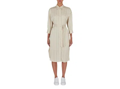 Armani Exchange Beige Midi Shirt Dress In Neutral