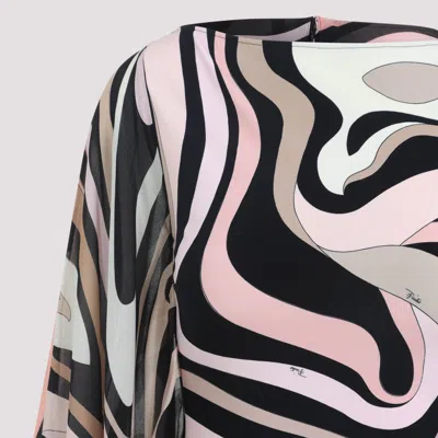 Pucci Flowing Abstract Pattern Dress In Brown