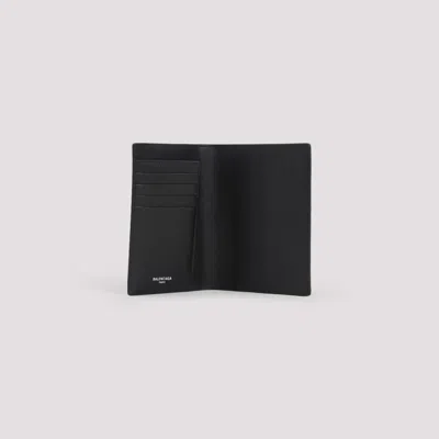 Balenciaga Black Leather Passport Holder In Black