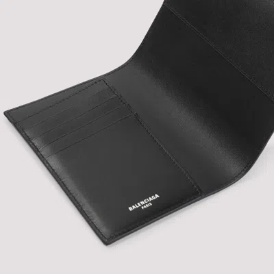 Balenciaga Black Leather Passport Holder In Black