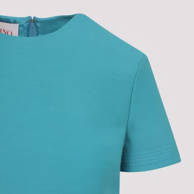 Valentino Light Blue Virgin Wool Mini Dress In Blue