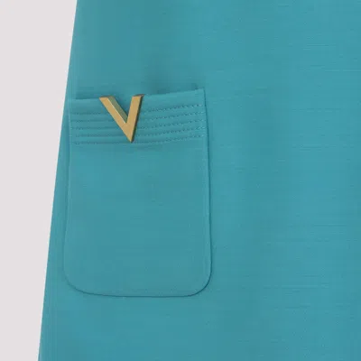 Valentino Light Blue Virgin Wool Mini Dress In Blue