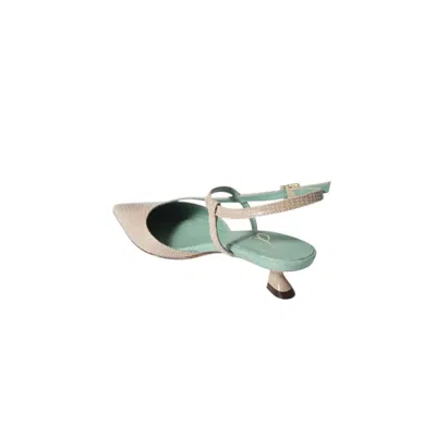 Paola D'arcano Pink Lizard Pumps With Kitten Heel