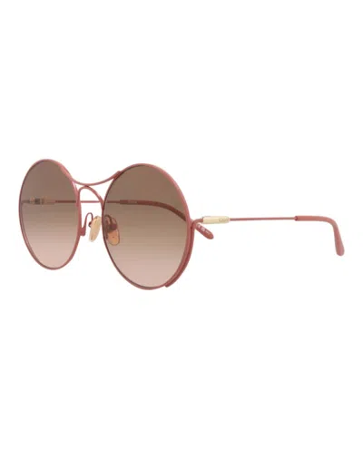 Chloé Round-frame Metal Sunglasses With Adjustable Nose Pads