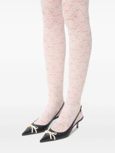 Valentino Bepointy 45 Bow-embellished Leather Slingback Pumps