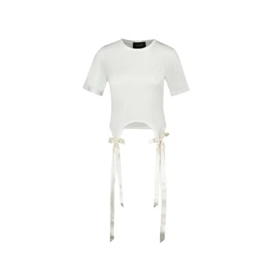 Simone Rocha Easy Ribbon-detailed Cotton T-shirt In White
