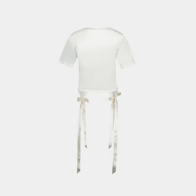 Simone Rocha Easy Ribbon-detailed Cotton T-shirt In White