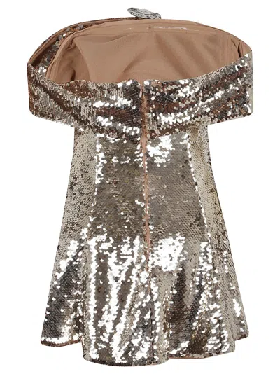 Self-portrait Self Portrait Short Dress With Off The Shoulders In Silver