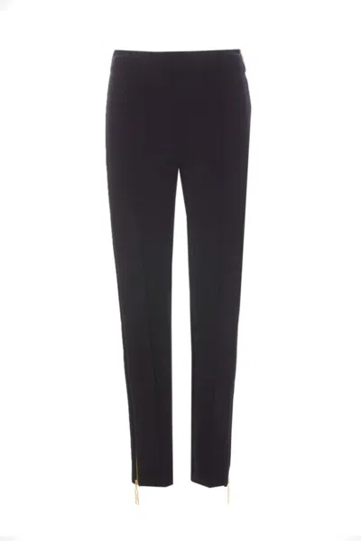 Elisabetta Franchi Tailored Trousers With Gold Zipper Accents In Black