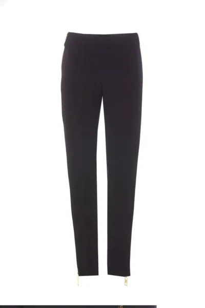 Elisabetta Franchi Tailored Trousers With Gold Zipper Accents In Black