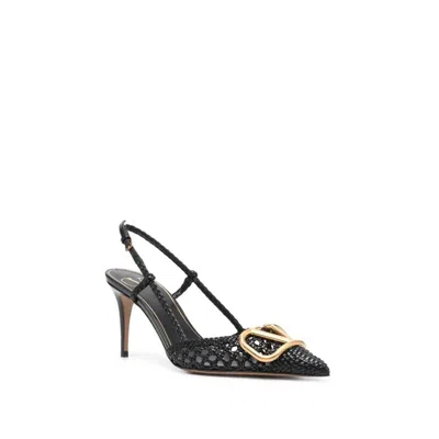 Valentino Garavani Woven Buffed Nappa Leather Pump With Ankle Strap And Logo Hardware