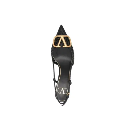 Valentino Garavani Woven Buffed Nappa Leather Pump With Ankle Strap And Logo Hardware