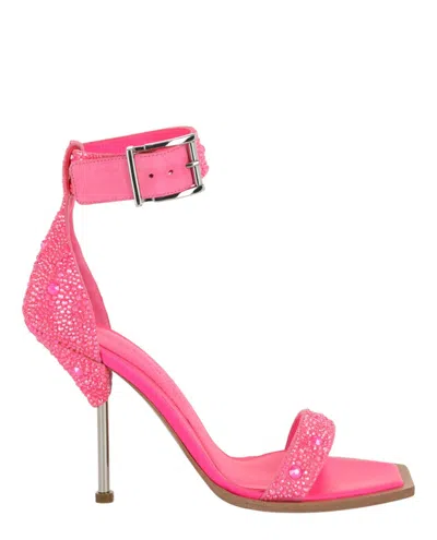 Alexander Mcqueen Crystal Embellished Heel Sandals In Pink