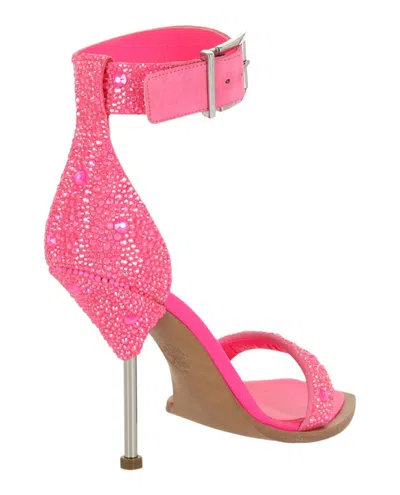 Alexander Mcqueen Crystal Embellished Heel Sandals In Pink