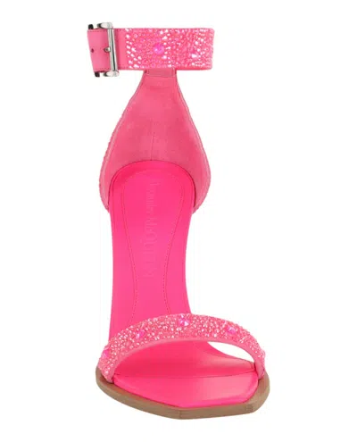 Alexander Mcqueen Crystal Embellished Heel Sandals In Pink
