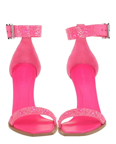Alexander Mcqueen Crystal Embellished Heel Sandals In Pink