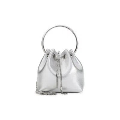 Jimmy Choo Drawstring Design Metallic Handbag With Circular Handle