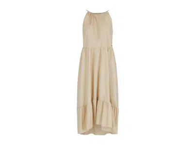 Armani Exchange Fluid Midi Dress With Halterneck In Neutral