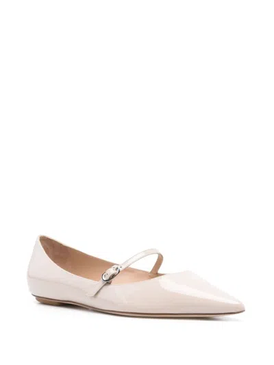 Stuart Weitzman White Pointed Toe Flat Shoes