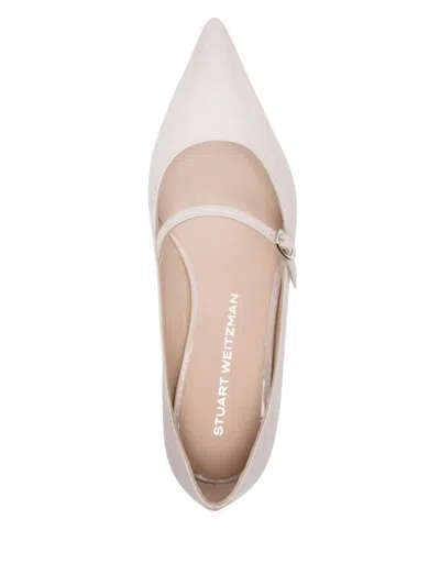 Stuart Weitzman White Pointed Toe Flat Shoes