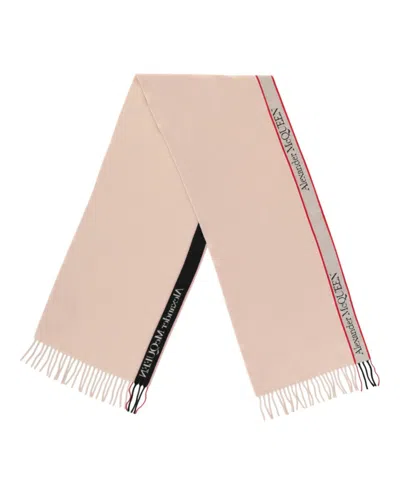 Alexander Mcqueen Selvedge Wool Scarf With Fringed Edges