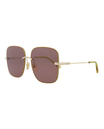 Chloé Square-frame Metal Sunglasses With Comfortable Nose Pads