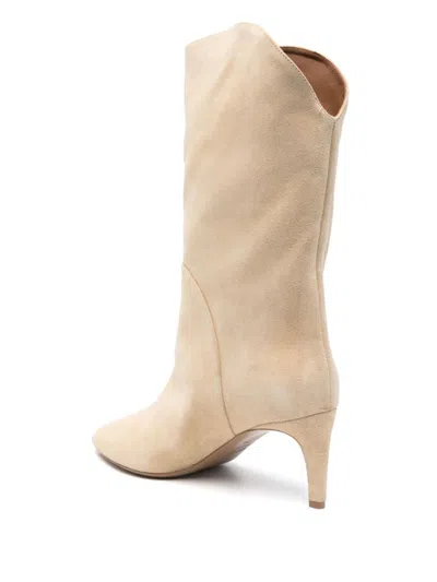 Paris Texas Beige Ankle Boots With Pointed Toe