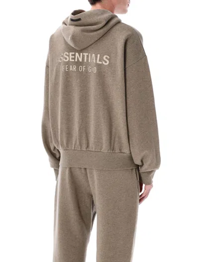 Fear Of God Double-layered Full-zip Hoodie With Dropped Shoulders And Kangaroo Pocket In Neutral