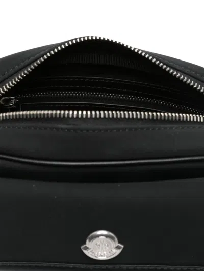 Moncler Structured Black Shoulder Bag With Metallic Clasp