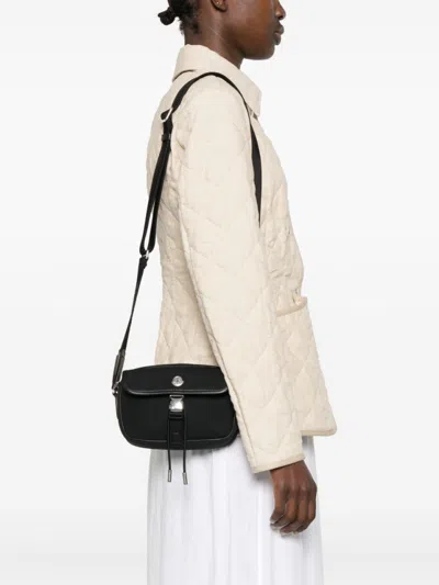 Moncler Structured Black Shoulder Bag With Metallic Clasp