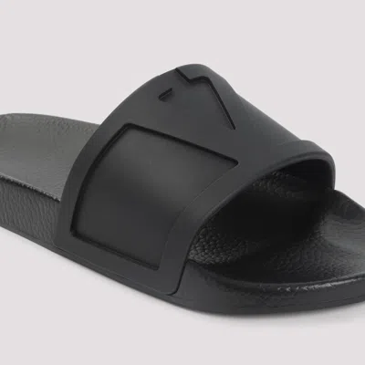 Valentino Garavani Black Sandals With Vlogo Detail On The Front In Tech Fabric Man In Black