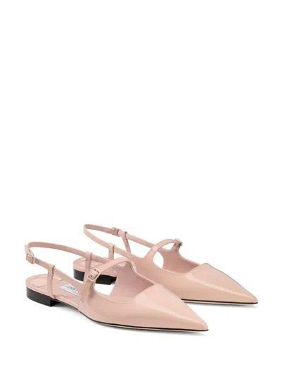 Jimmy Choo Pink Ballerina Flat Shoes In Nude