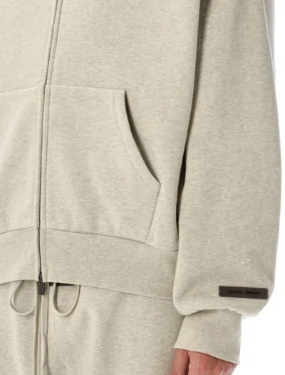 Fear Of God Classic Full-zip Hoodie With Double-layer Design And Unique Branding In Gray